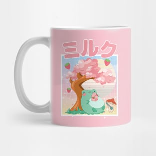 Strawberry Milk Kawaii Frog and Mushroom Mug